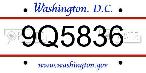9Q5836 District Of Columbia License Plate