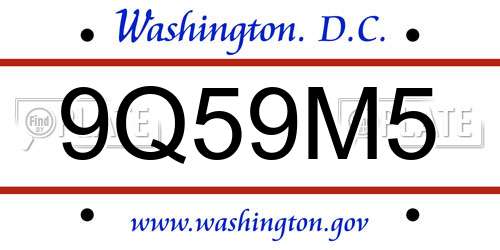 9Q59M5 District Of Columbia License Plate