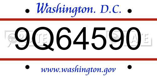 9Q64590 District Of Columbia License Plate