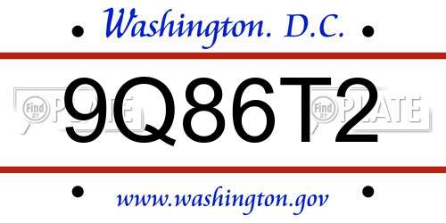 9Q86T2 District Of Columbia License Plate
