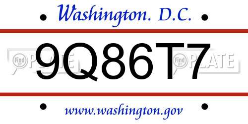 9Q86T7 District Of Columbia License Plate