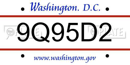 9Q95D2 District Of Columbia License Plate