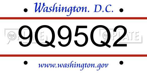 9Q95Q2 District Of Columbia License Plate