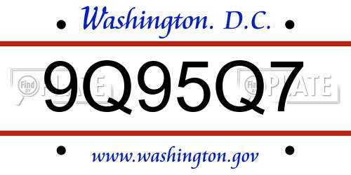9Q95Q7 District Of Columbia License Plate