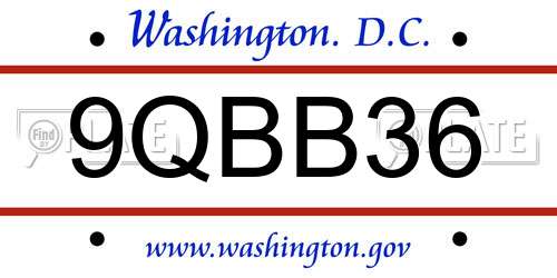 9QBB36 District Of Columbia License Plate