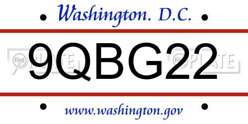 9QBG22 District Of Columbia License Plate