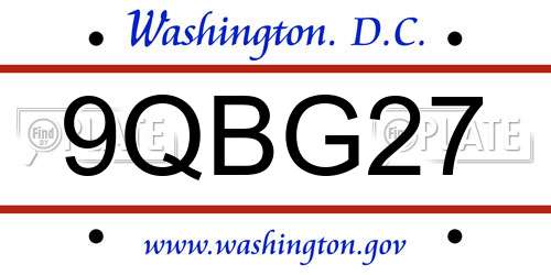 9QBG27 District Of Columbia License Plate