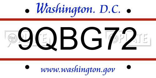 9QBG72 District Of Columbia License Plate