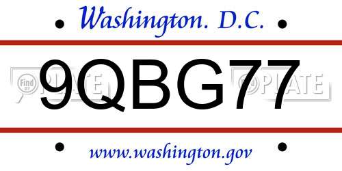 9QBG77 District Of Columbia License Plate