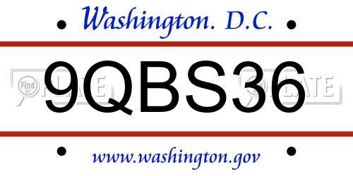 9QBS36 District Of Columbia License Plate