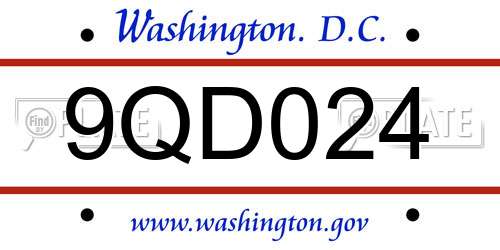 9QD024 District Of Columbia License Plate