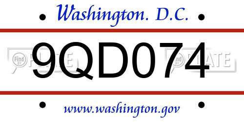 9QD074 District Of Columbia License Plate