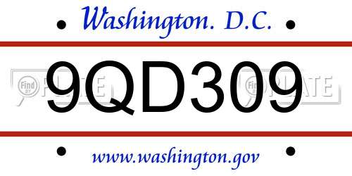 9QD309 District Of Columbia License Plate