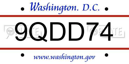 9QDD74 District Of Columbia License Plate