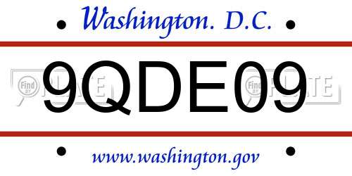 9QDE09 District Of Columbia License Plate