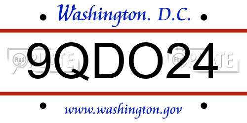 9QDO24 District Of Columbia License Plate