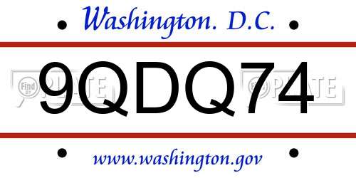9QDQ74 District Of Columbia License Plate