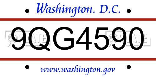 9QG4590 District Of Columbia License Plate