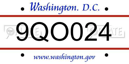 9QO024 District Of Columbia License Plate