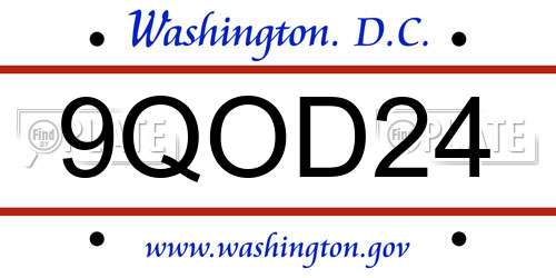 9QOD24 District Of Columbia License Plate