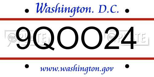 9QOO24 District Of Columbia License Plate