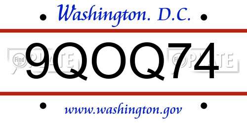 9QOQ74 District Of Columbia License Plate