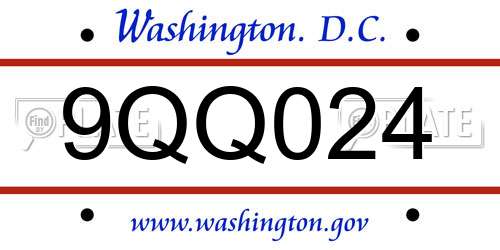 9QQ024 District Of Columbia License Plate
