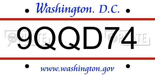9QQD74 District Of Columbia License Plate
