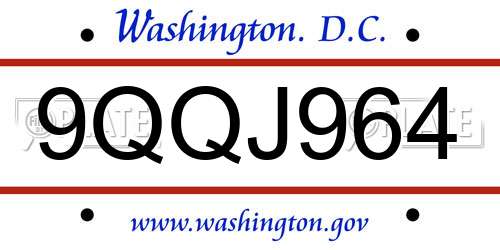 9QQJ964 District Of Columbia License Plate