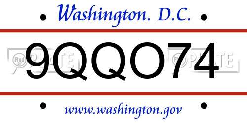 9QQO74 District Of Columbia License Plate