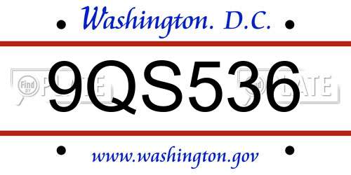 9QS536 District Of Columbia License Plate