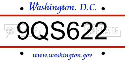 9QS622 District Of Columbia License Plate