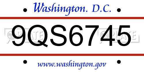 9QS6745 District Of Columbia License Plate