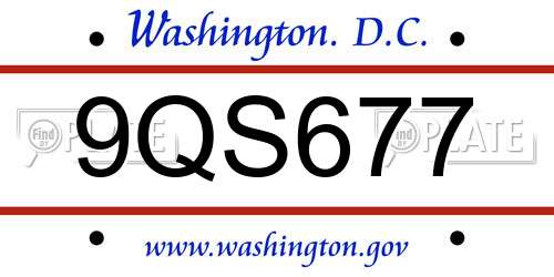 9QS677 District Of Columbia License Plate
