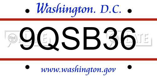 9QSB36 District Of Columbia License Plate