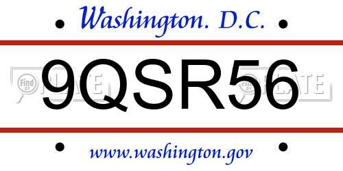 9QSR56 District Of Columbia License Plate