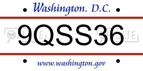 9QSS36 District Of Columbia License Plate