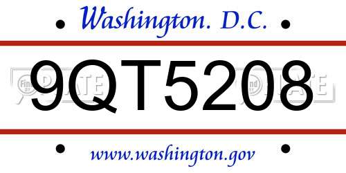 9QT5208 District Of Columbia License Plate