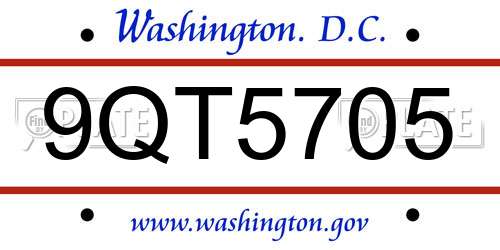 9QT5705 District Of Columbia License Plate