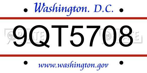 9QT5708 District Of Columbia License Plate