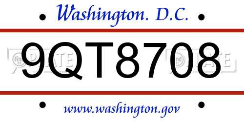 9QT8708 District Of Columbia License Plate