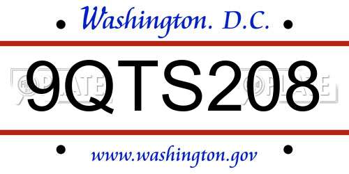 9QTS208 District Of Columbia License Plate