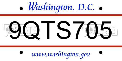 9QTS705 District Of Columbia License Plate