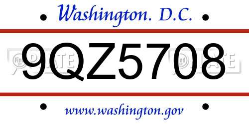 9QZ5708 District Of Columbia License Plate