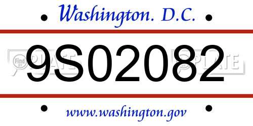 9S02082 District Of Columbia License Plate