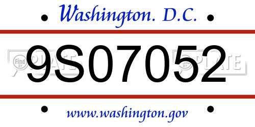 9S07052 District Of Columbia License Plate