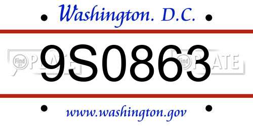 9S0863 District Of Columbia License Plate