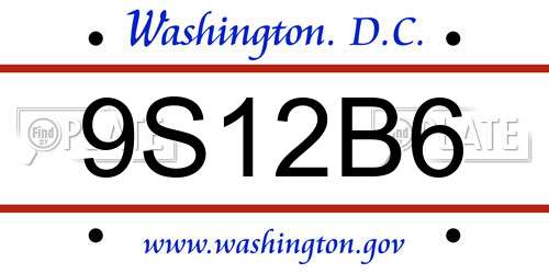 9S12B6 District Of Columbia License Plate