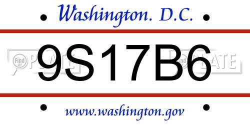 9S17B6 District Of Columbia License Plate