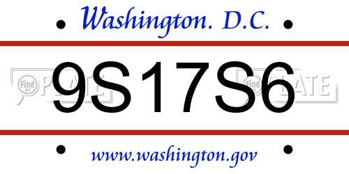 9S17S6 District Of Columbia License Plate